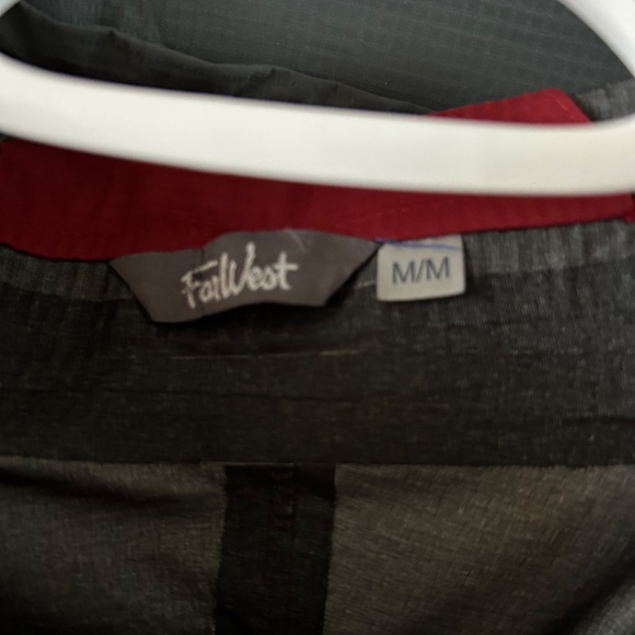 Mens Far West Full Zipper Light Jacket w/Hood Burgundy & Grey - Size Medium - Picture 3 of 3